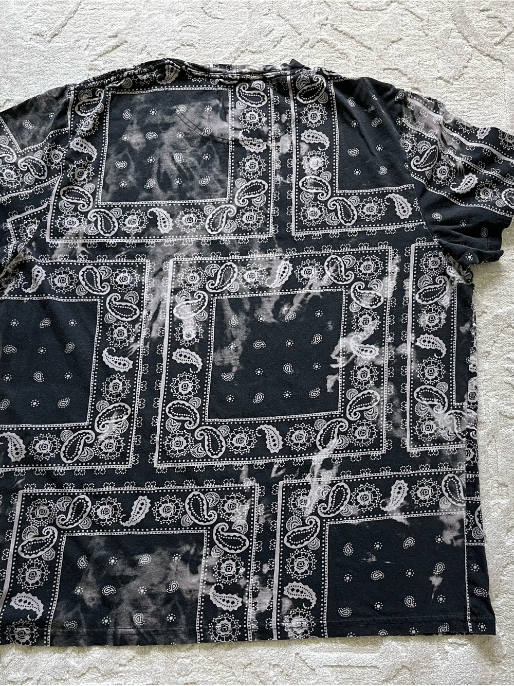 Hollister Black and White Bandana Print Short Sleeve Shirt